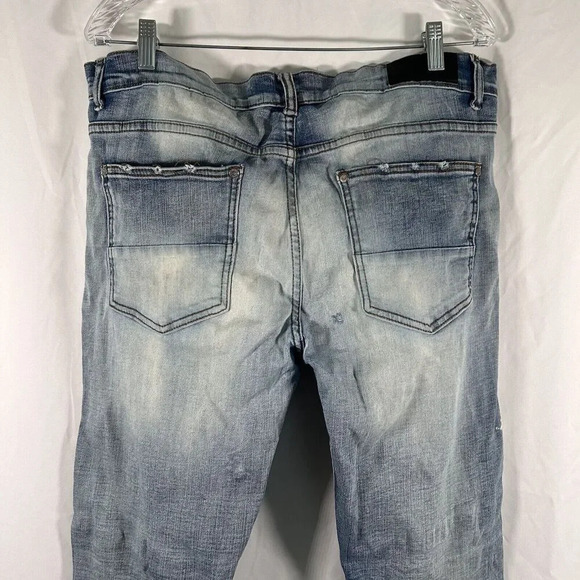 Supply & Demand Jeans Men's 36 XL Medium Wash Denim Distressed Button Zip - Picture 8 of 9